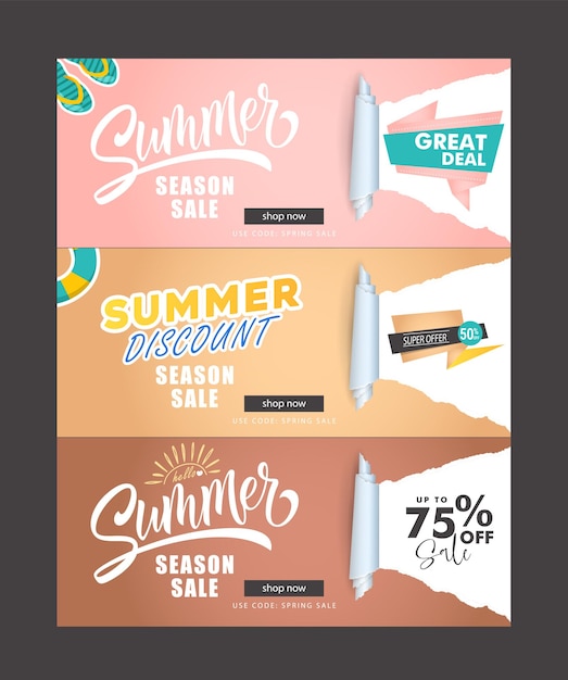 Ilustración de Vector de colección de banner de venta de verano