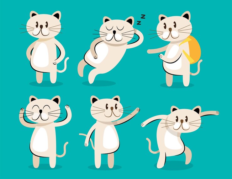 Vector ilustración de vector de colección de dibujos animados lindo gato