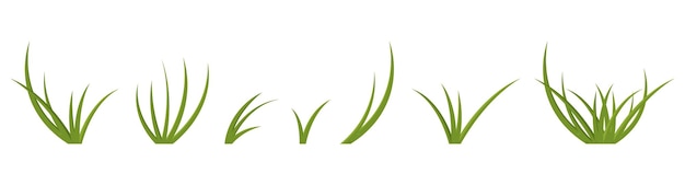 Ilustración de vector de colección de hojas de hierba de dibujos animados aislado en blanco