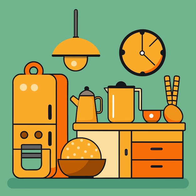 Ilustración de vector de colección de sala de cocina