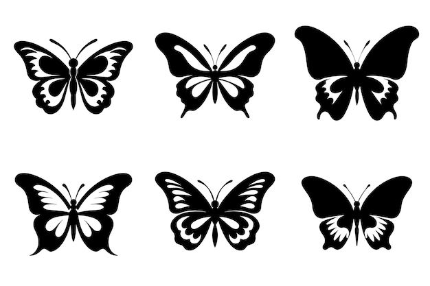 Ilustración de vector de colección de siluetas de mariposa