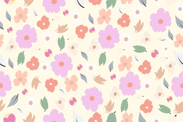 Vector ilustración de vector de color beige de patrones sin fisuras florales mínimos