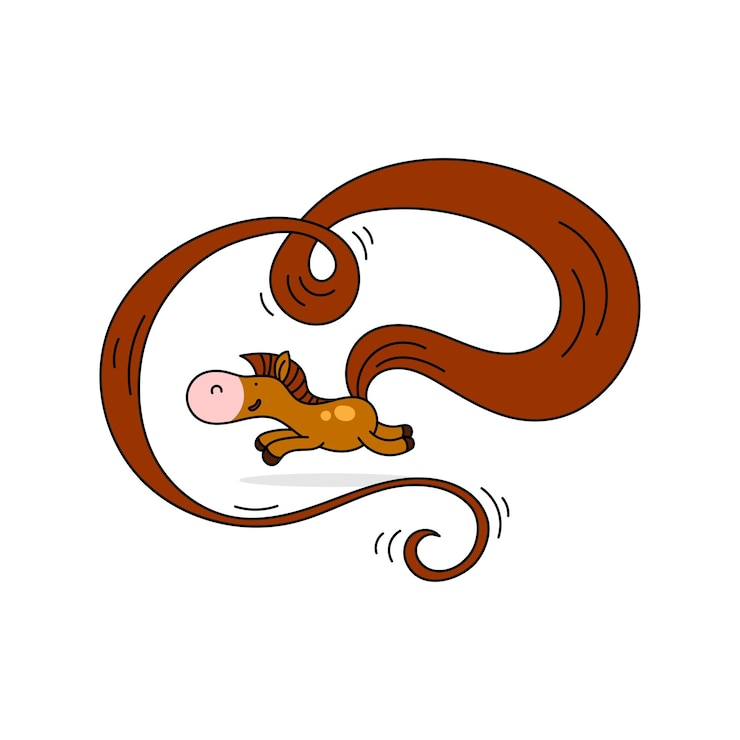 Vector ilustración de vector de color de un caballo con una cola larga