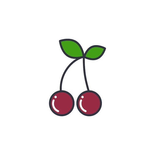 Ilustración de vector de color cereza Fruta sobre fondo blanco