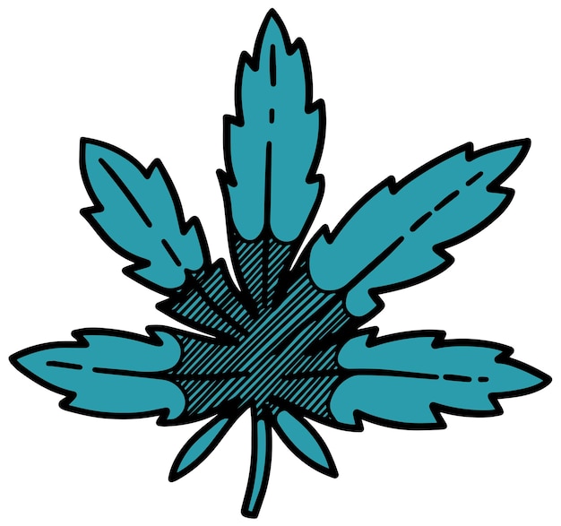 Ilustración de vector de color de estilo de icono de hojas de cannabis