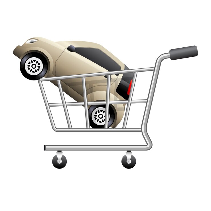 Vector ilustración de vector de color de icono de compras de coche