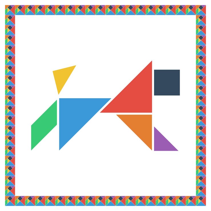 Vector ilustración de vector de color de interfaz de usuario plana de perro de juego de cerebro de tangram
