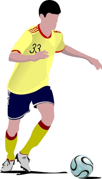 Ilustración de Vector de color de jugador de fútbol para diseñadores