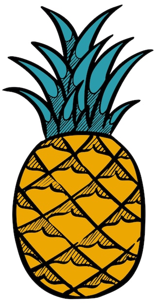 Ilustración de vector de color de piña dibujada a mano