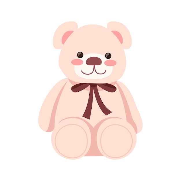 Ilustración de vector de color rgb semi plano de oso de peluche rosa. peluche mullido para Ilustración de vector de color rgb semi plano de oso de peluche rosa. peluche mullido para