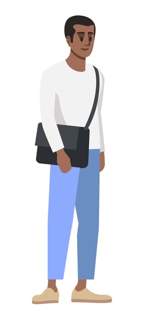 Ilustración de vector de color RGB semiplano de estudiante universitario de primer año