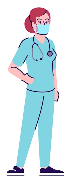 Ilustración de vector de color RGB semiplano de ocupación de atención médica