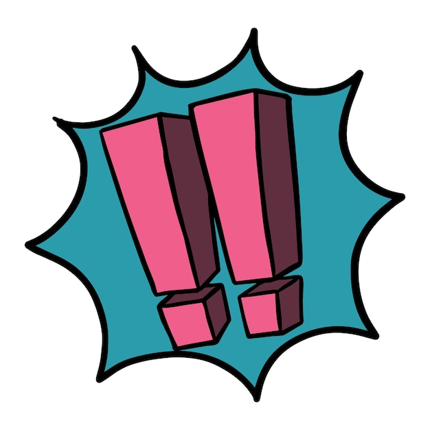 Ilustración de vector de color de signo de exclamación dibujado a mano