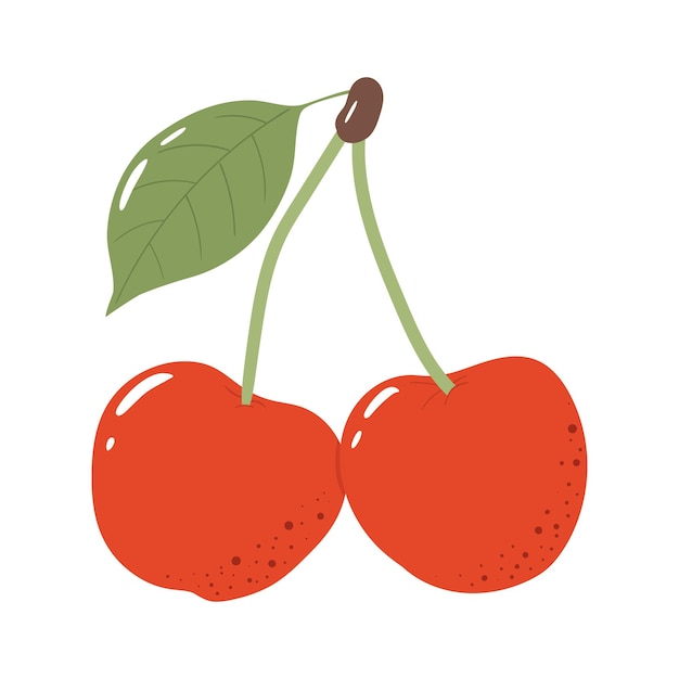 Ilustración de vector colorido cereza aislado sobre fondo blanco Arte de garabato lindo estilo dibujado a mano