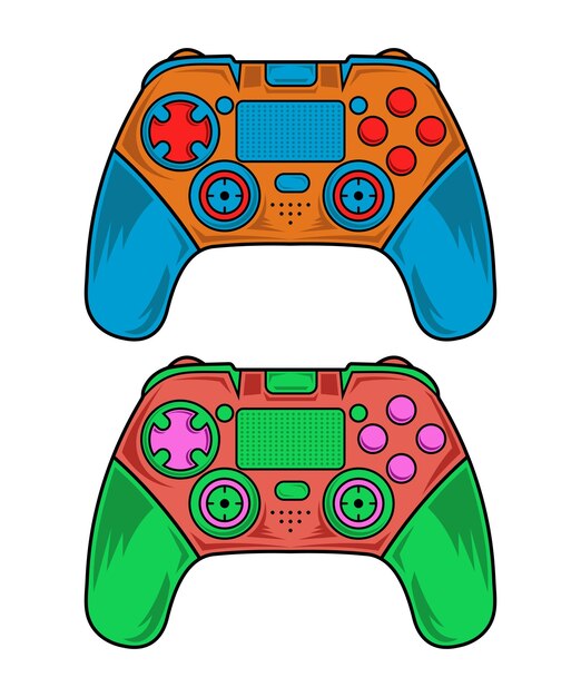 Ilustración de vector colorido controlador de juego. tecnología deportiva de videojuegos