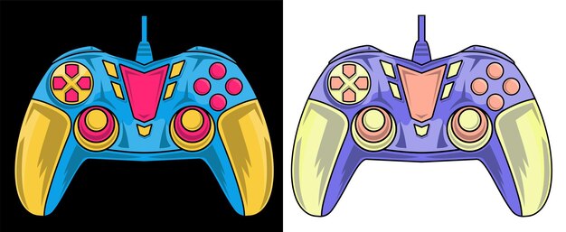 Ilustración de vector colorido controlador de juego. tecnología deportiva de videojuegos