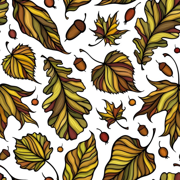 Ilustración de vector colorido de hojas caídas