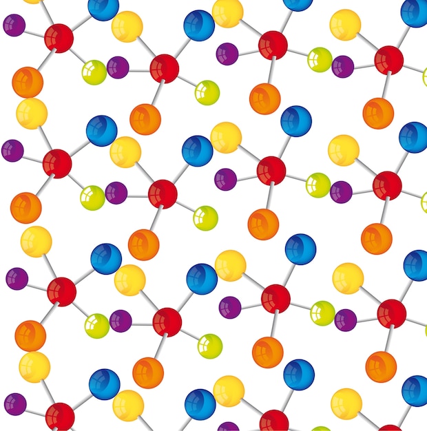 Ilustración de vector colorido molecular sobre fondo blanco