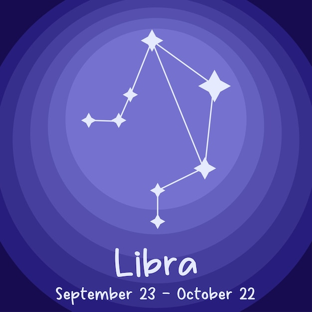 Ilustración de vector colorido simple de una constelación de signos del zodiaco Libra