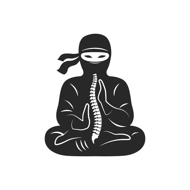 Ilustración de vector de columna vertebral quiropráctica ninja