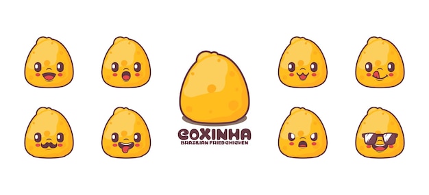 Ilustración de vector de comida brasileña de dibujos animados de coxinha