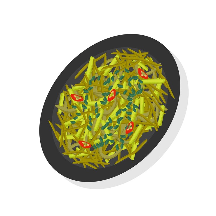 Vector ilustración de vector de comida de cocina china frijoles fritos chinos con verduras