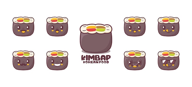 Ilustración de vector de comida coreana de dibujos animados Kimbap