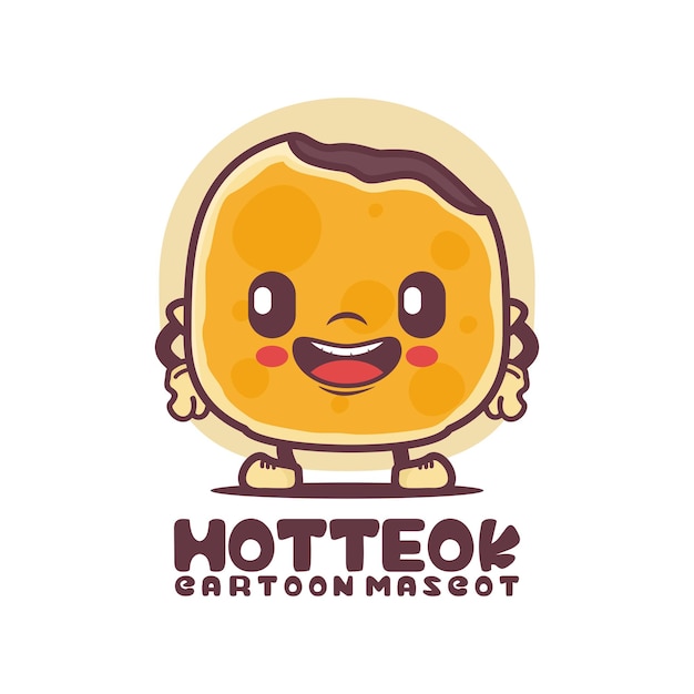 Ilustración de vector de comida coreana de mascota de dibujos animados hotteok