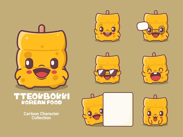 Vector ilustración de vector de comida coreana de personaje de dibujos animados de tteokbokki