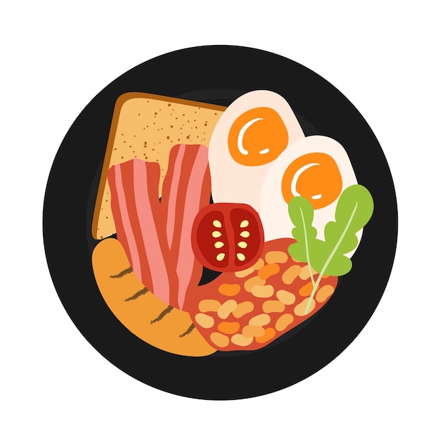 Ilustración de vector de comida de desayuno.