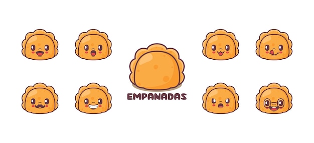 Ilustración de vector de comida de dibujos animados de empanadas