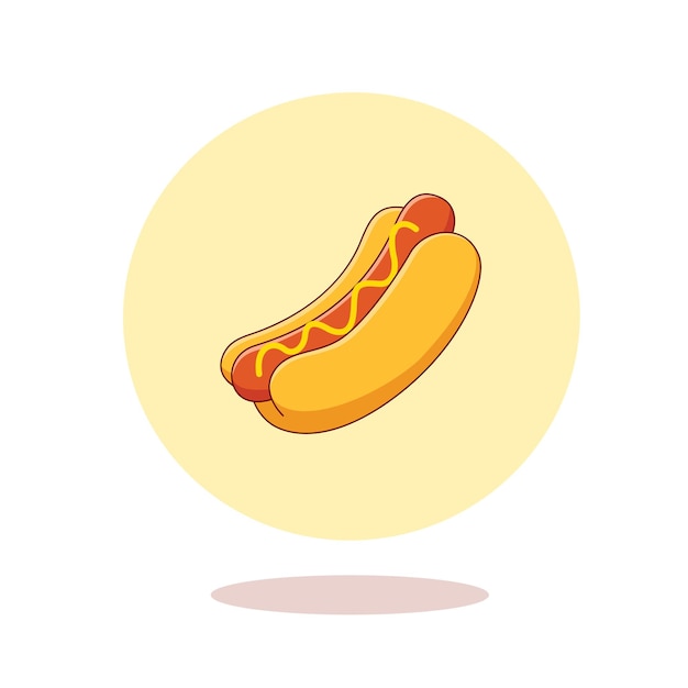 Ilustración de vector de comida de dibujos animados lindo perro caliente