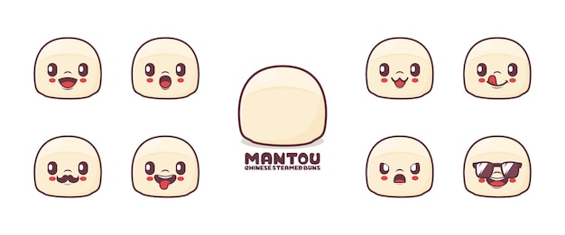 Ilustración de vector de comida de dibujos animados de Mantou