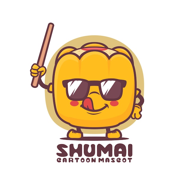 Ilustración de vector de comida famosa asiática mascota de dibujos animados shumai