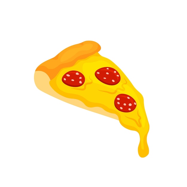 Vector ilustración de vector de comida italiana tradicional rebanada de pizza de pepperoni aislado sobre fondo blanco