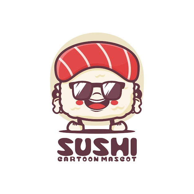 Ilustración de vector de comida japonesa de mascota de dibujos animados de sushi