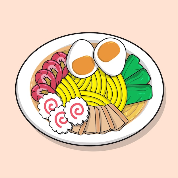 Ilustración de vector de comida japonesa ramen