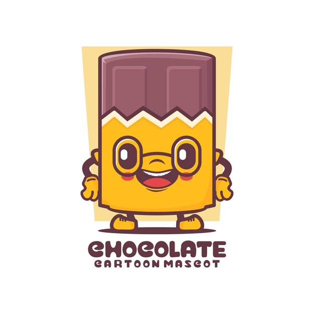 Ilustración de vector de comida de mascota de dibujos animados de chocolate