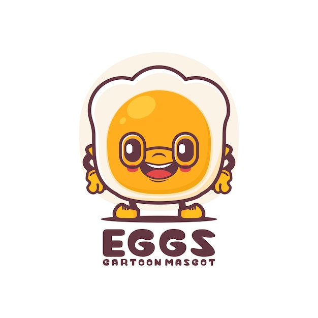 Ilustración de vector de comida de mascota de dibujos animados de huevo frito