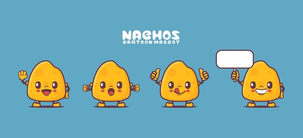 Ilustración de vector de comida de mascota de dibujos animados de nachos