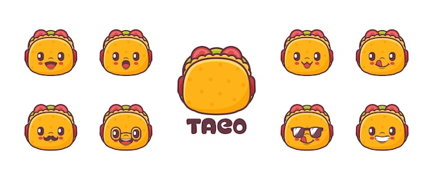 Ilustración de vector de comida mexicana de dibujos animados de taco