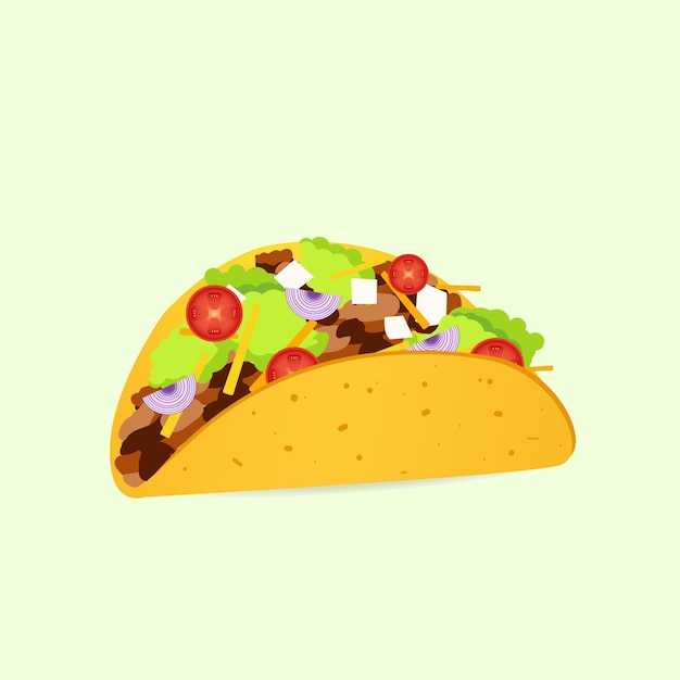 Ilustración de vector de comida mexicana de taco dibujado a mano