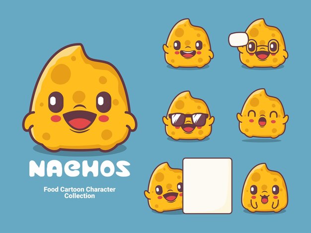 Ilustración de vector de comida de personaje de dibujos animados de nachos