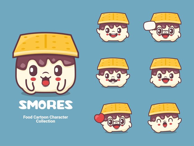 Ilustración de vector de comida de personaje de dibujos animados de Smores