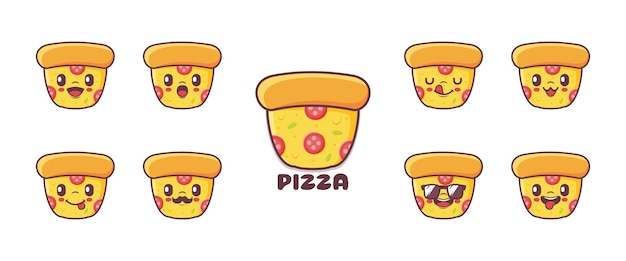 Ilustración de vector de comida rápida de dibujos animados de pizza