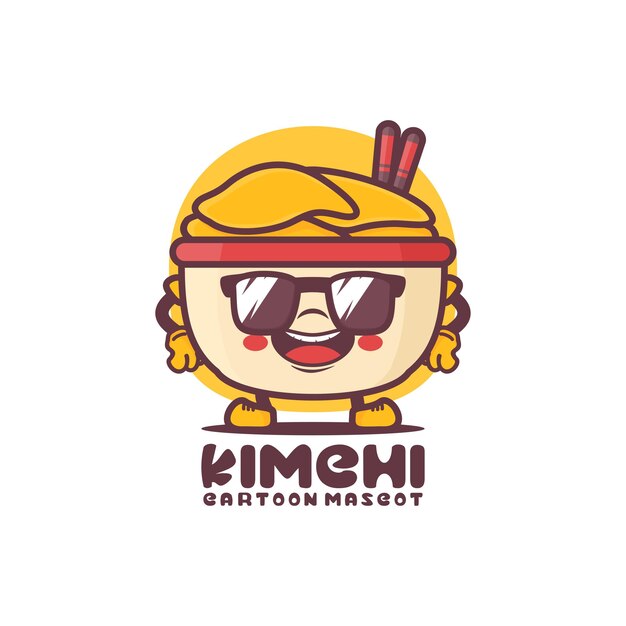 Ilustración de vector de comida tradicional coreana de mascota de dibujos animados de kimchi