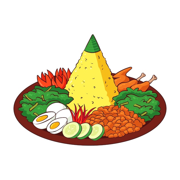 Vector ilustración de vector de comida tumpeng