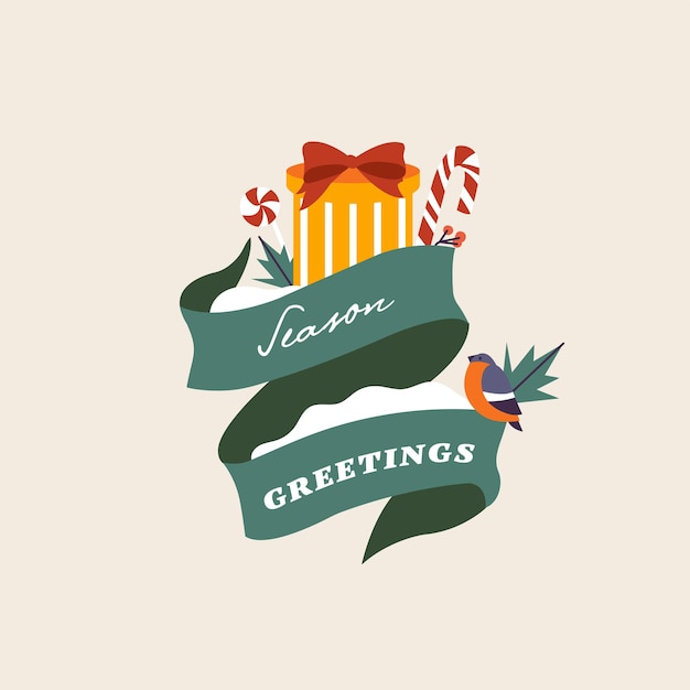 Ilustración de vector de composición de tipografía de navidad regalo con dulces saludos de invierno de temporada con ...