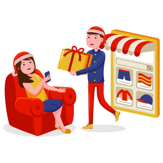 Ilustración de Vector de compras en línea de Navidad