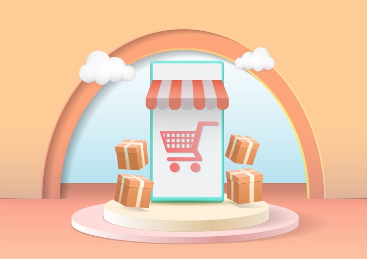 Vector ilustración de vector de compras en línea